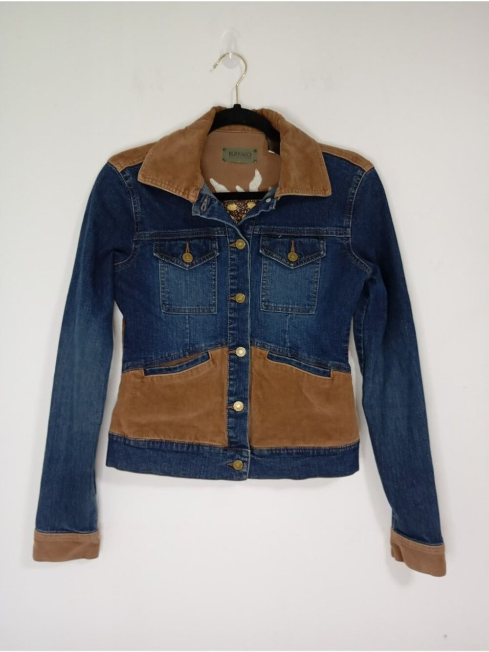 Buffalo David Bitton Womens Denim & Corduroy Jacket Button Front Pockets Size S